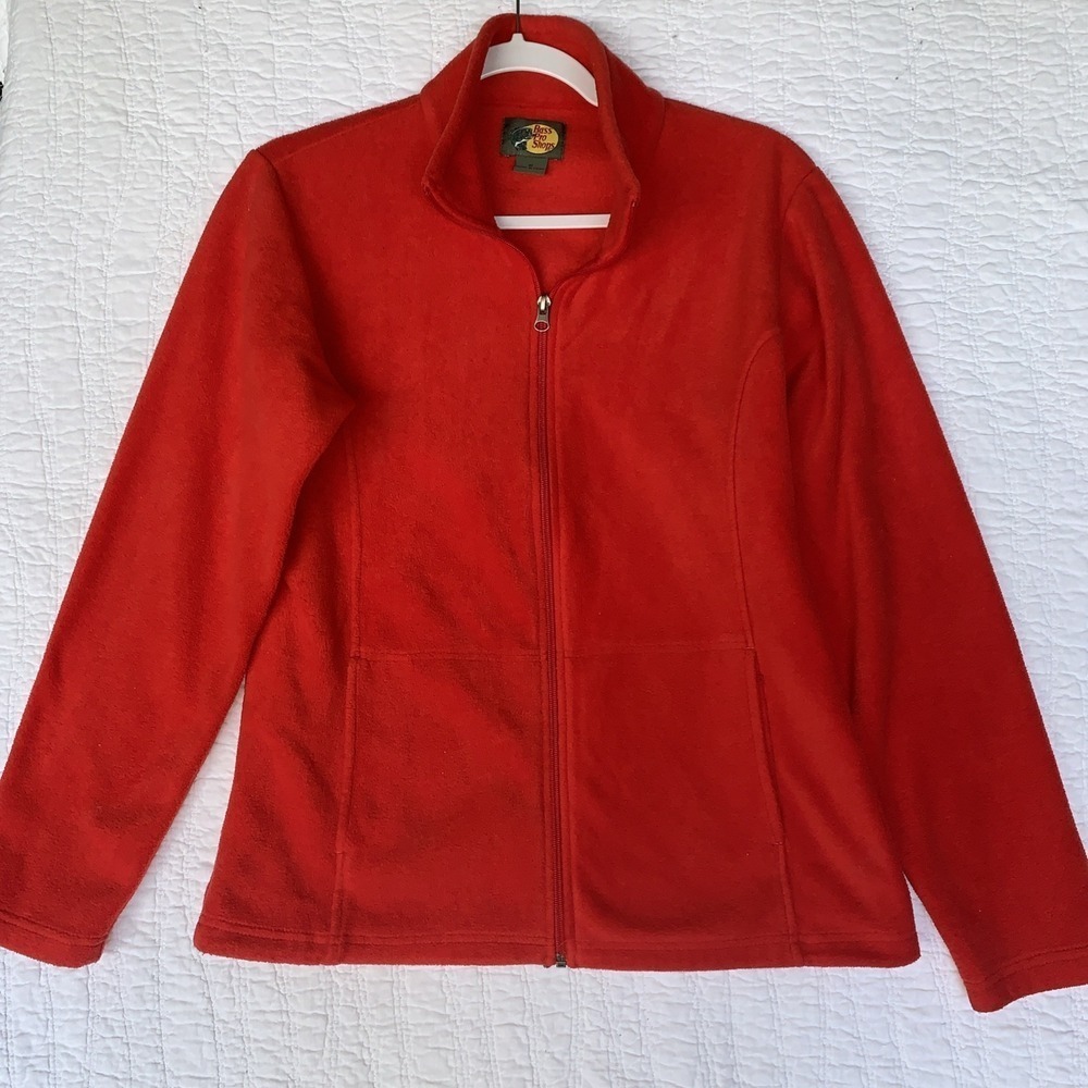 Bass Pro Shops Women's Jacket M Red Full Zip Mock Neck Pockets Long Sleeve